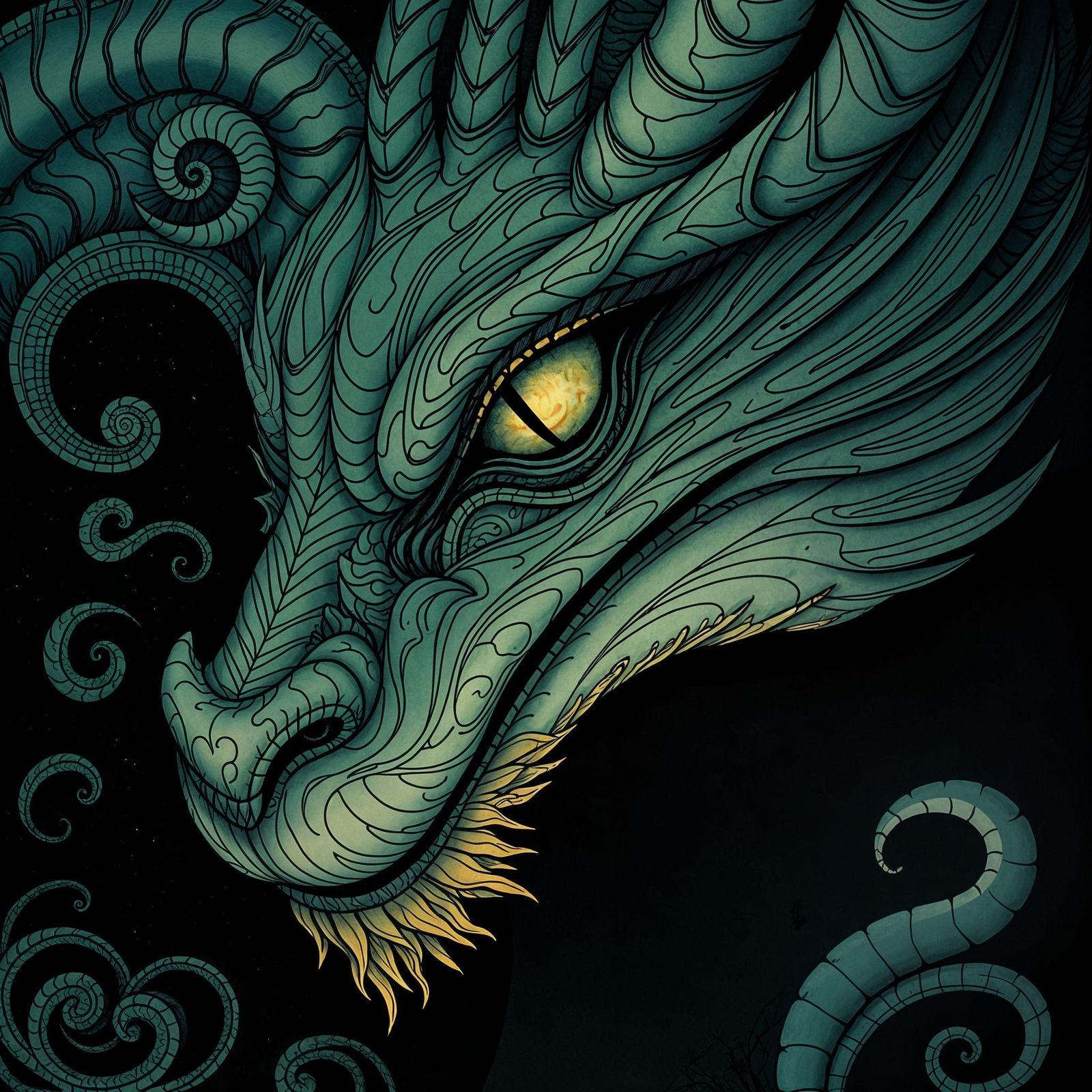 Sad Dragon Head in Pop Surrealist Gloomcore