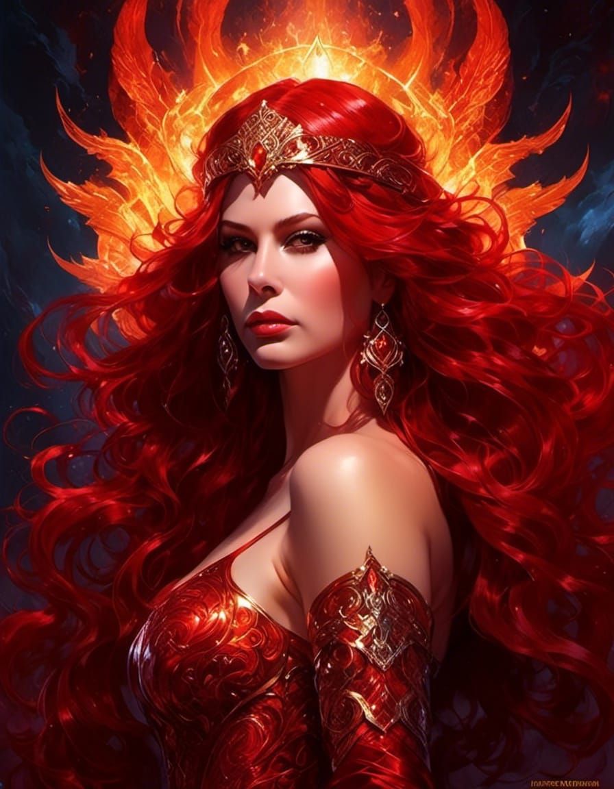 Fire Goddess Portrait with Dramatic Lighting