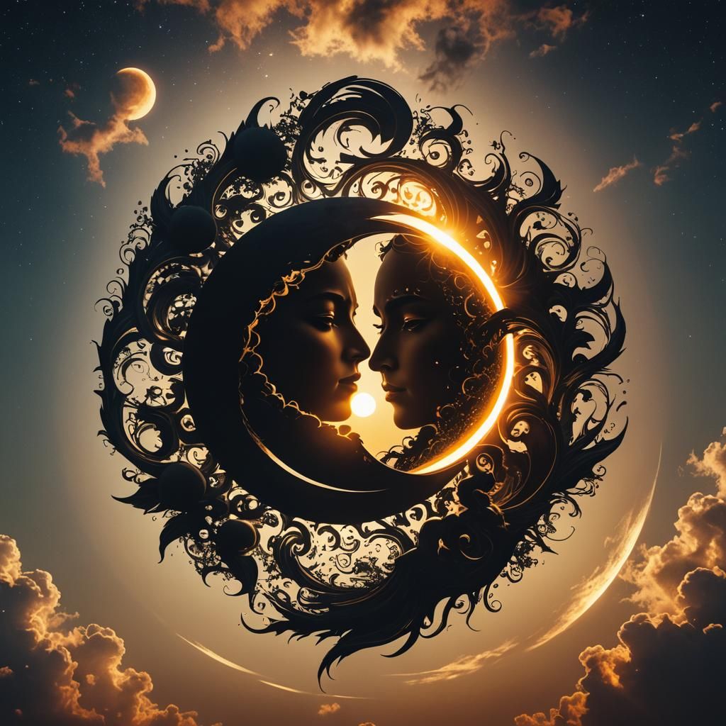 Yin Yang Solar Eclipse: Fantasycore Art Illustration