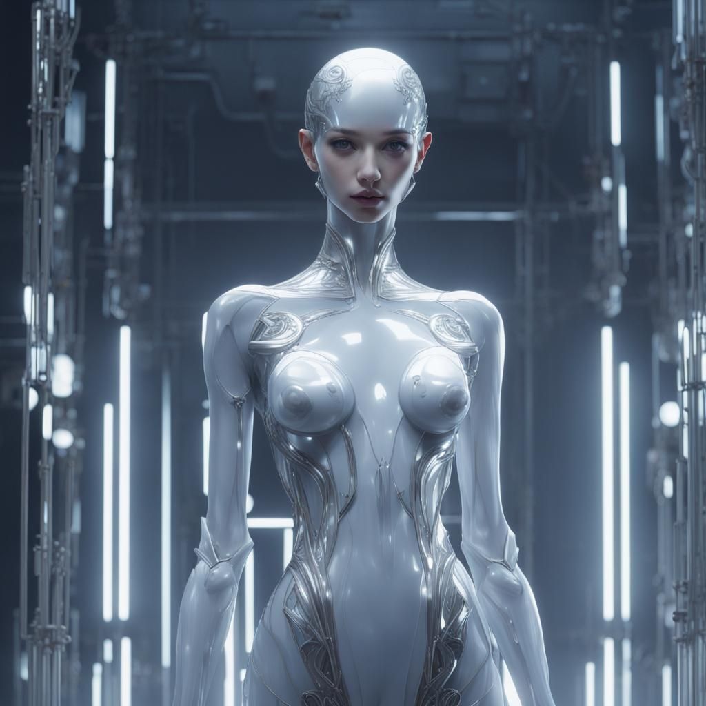 Android Guri Emerges from Shadows in Cyberpunk Style