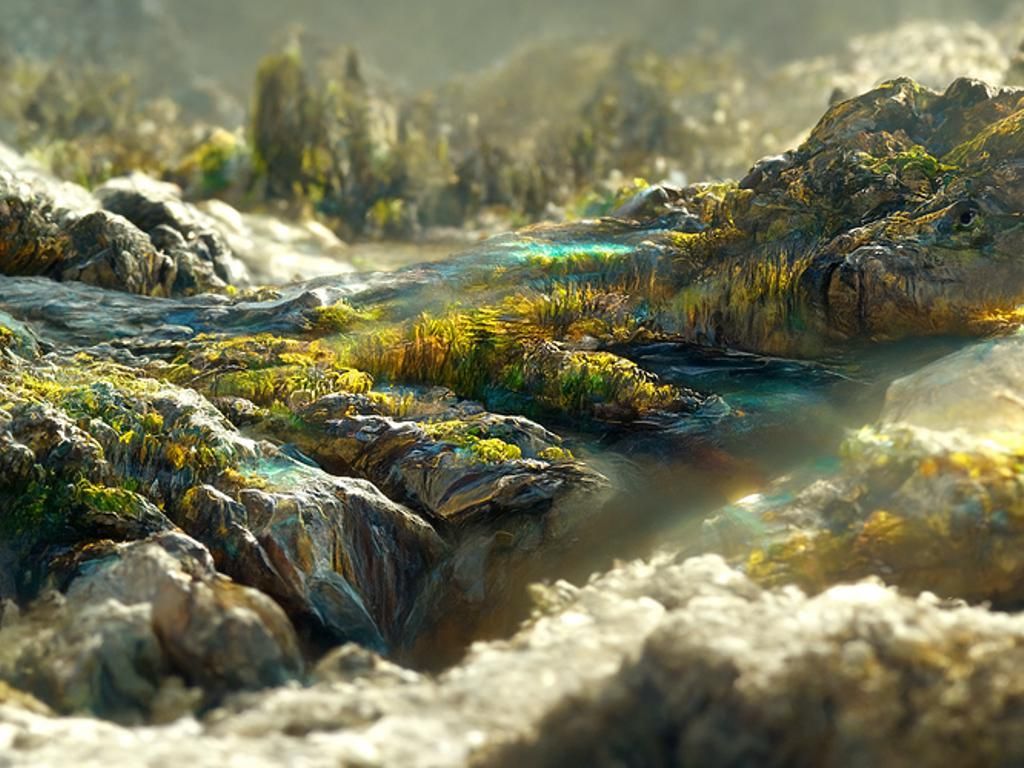 Miyazaki-Inspired Mountain Vista with Gurgling River
