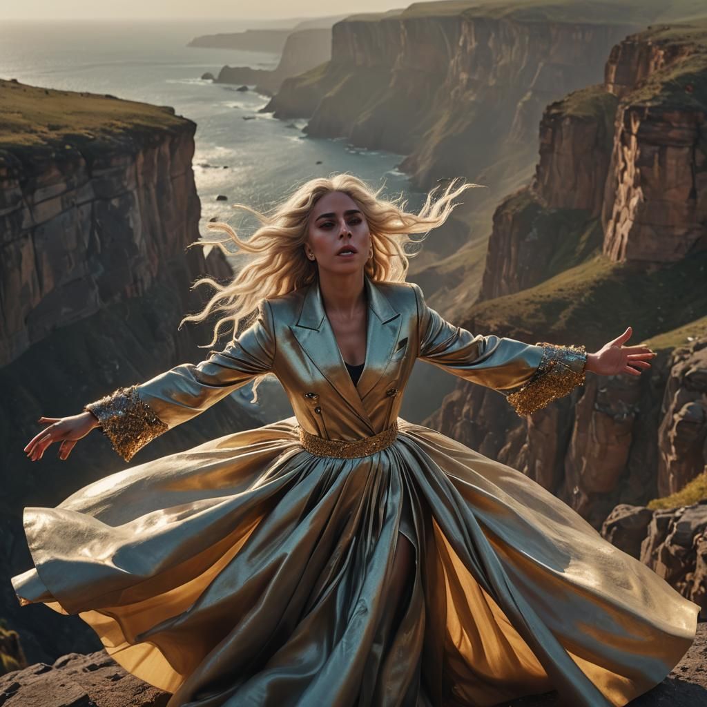 Dramatic Portrait of Woman at Cliff's Edge