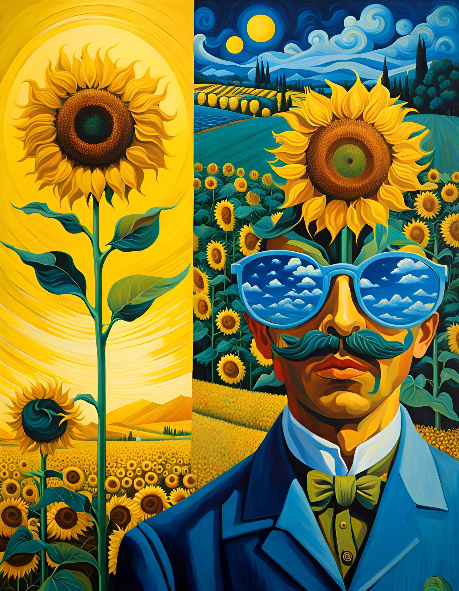 Sunflower People in Surreal Impressionism Style