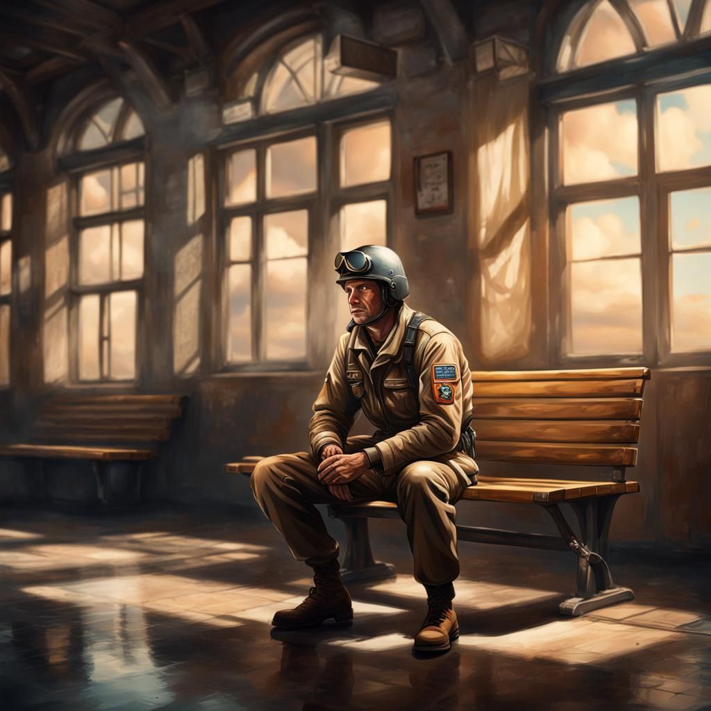 WWII Pilot Awaits Mission in Hyperrealistic Splash Art