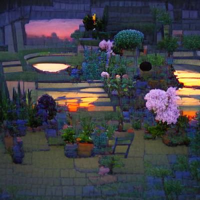Garden at Dusk: A Serene AI Image