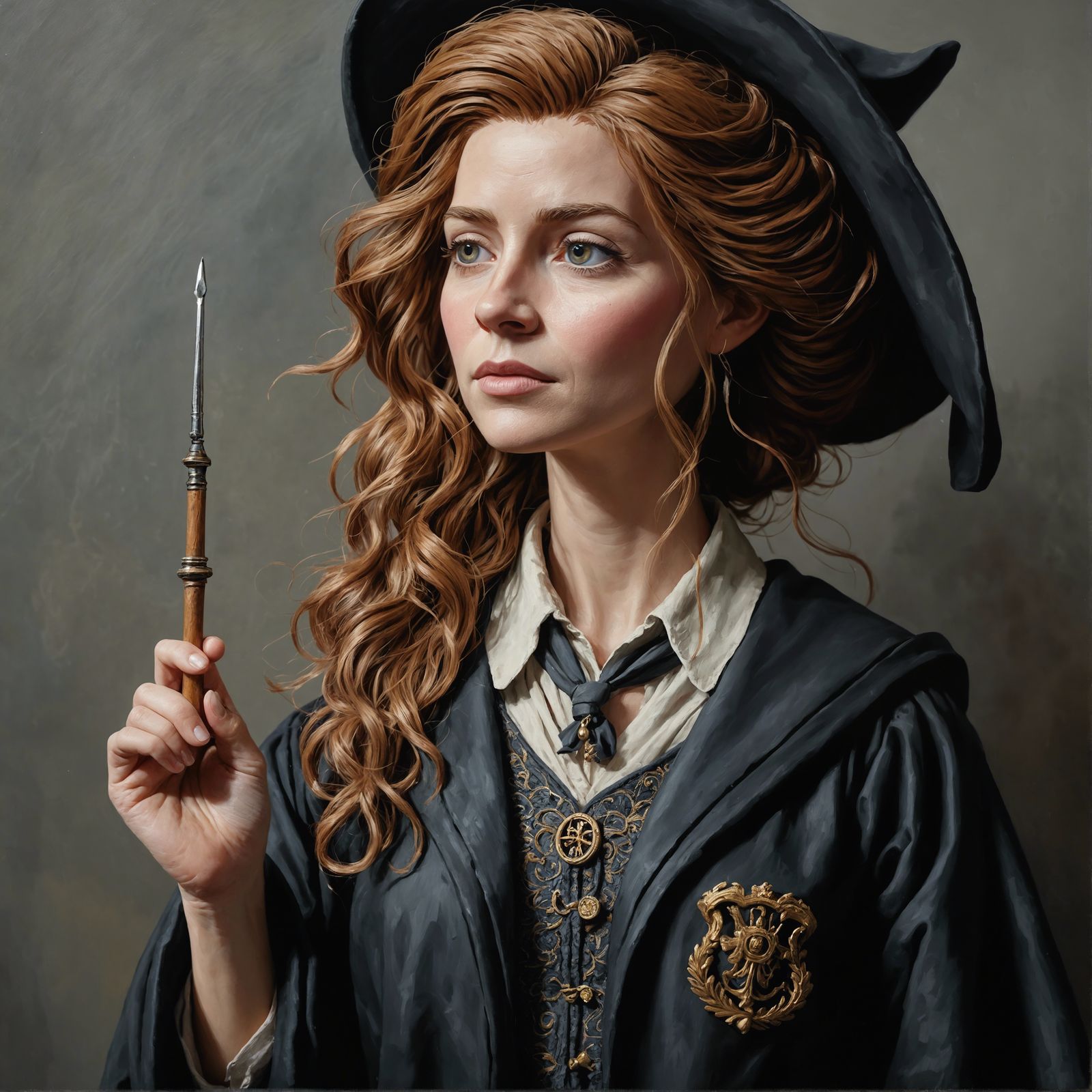 Expressive Young Witch in Oil Painting Style