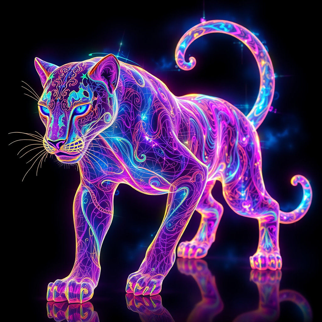 Luxurious Light Panther in Vibrant Baroque Style