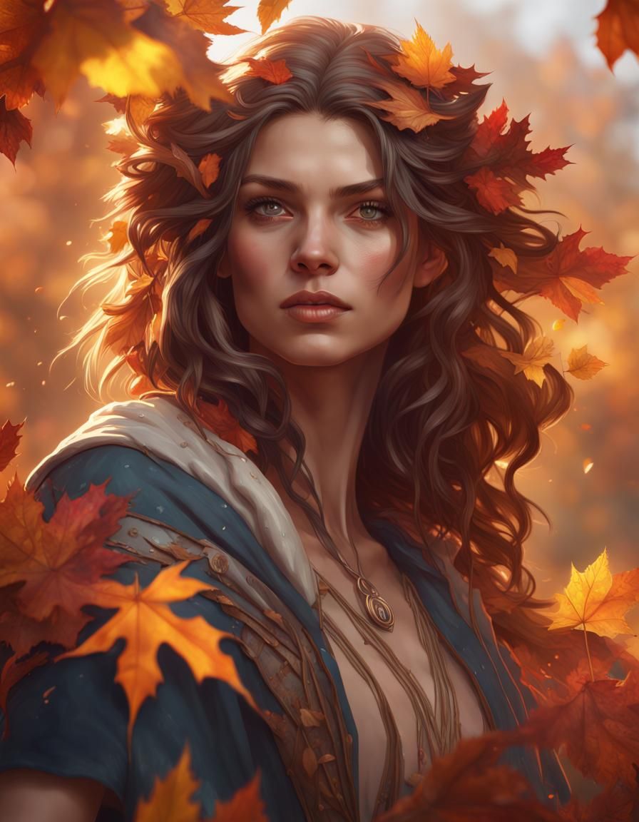 Autumn Magic Portrait in Hyperdetailed Style