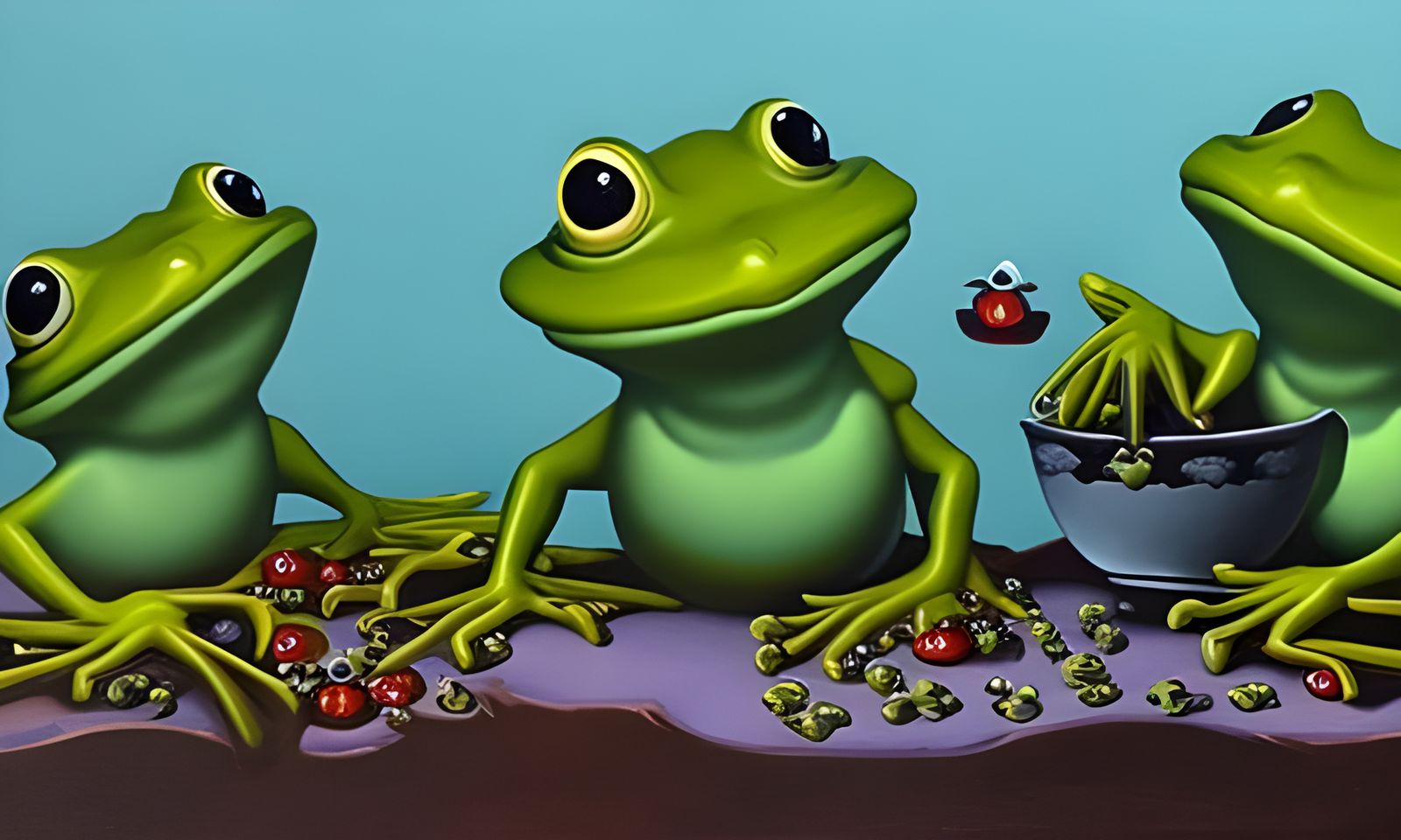 Zombie Frogs Tea Party: Renaissance Matte Painting