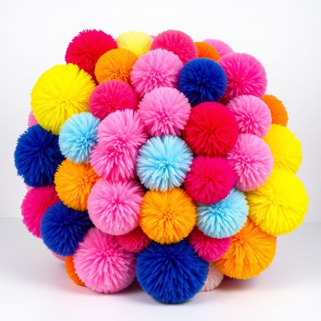 Colorful Pom Pom Sculpture in Pop Art Style