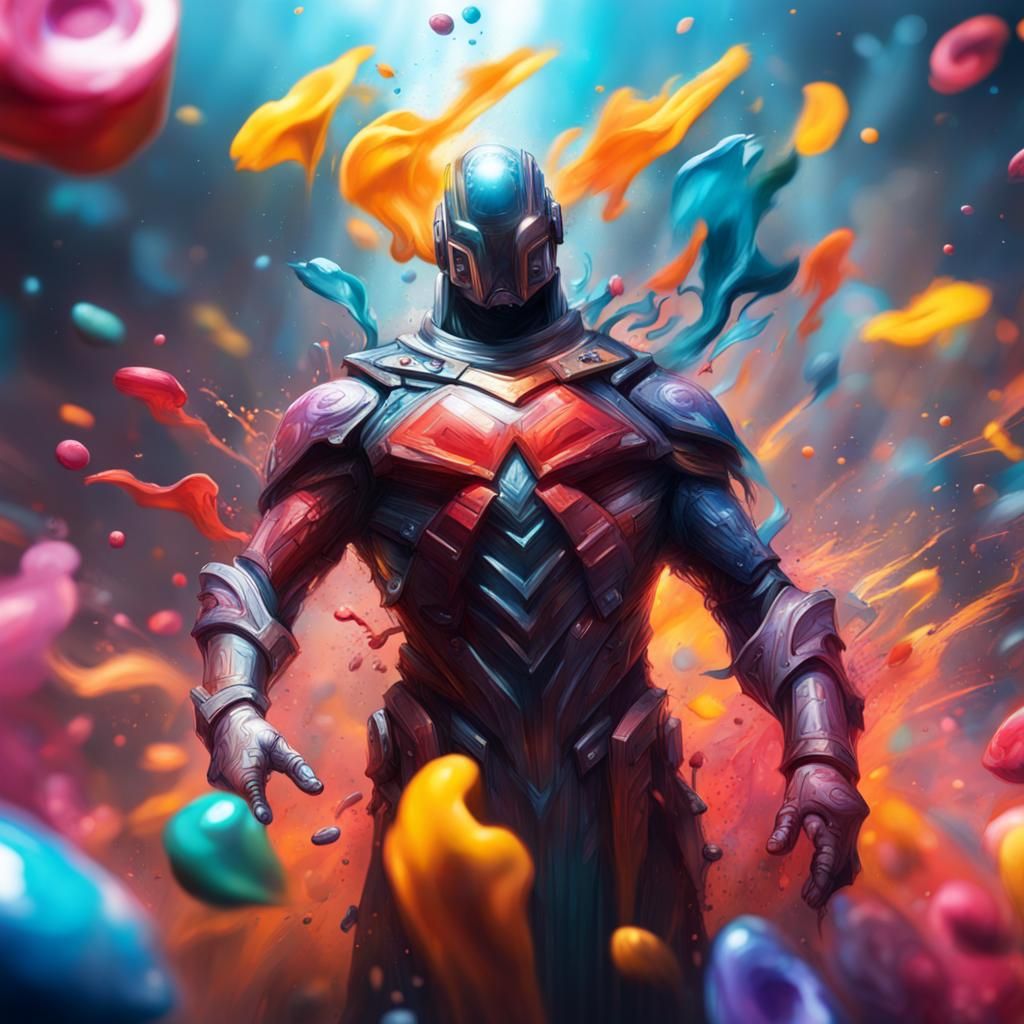 Extraterrestrial Superhero in Splash Art Style
