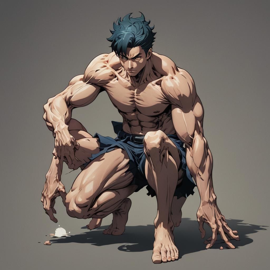 Anime Man with Extra Long Pubic Hair