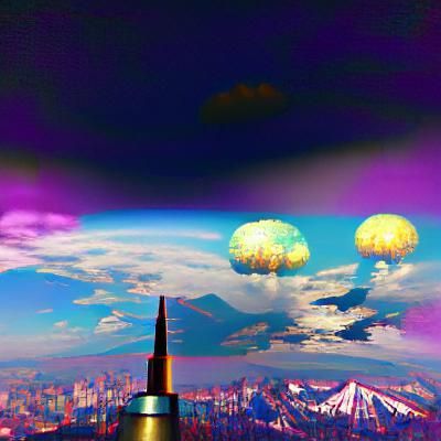 Apocalyptic Nuclear Explosions Over Mountains