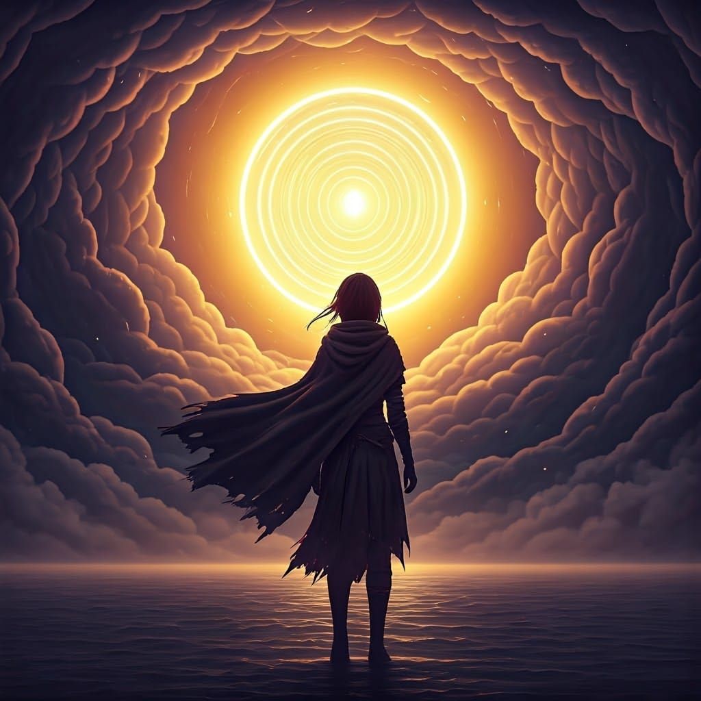 Woman in Storm's Eye: Anime Digital Painting