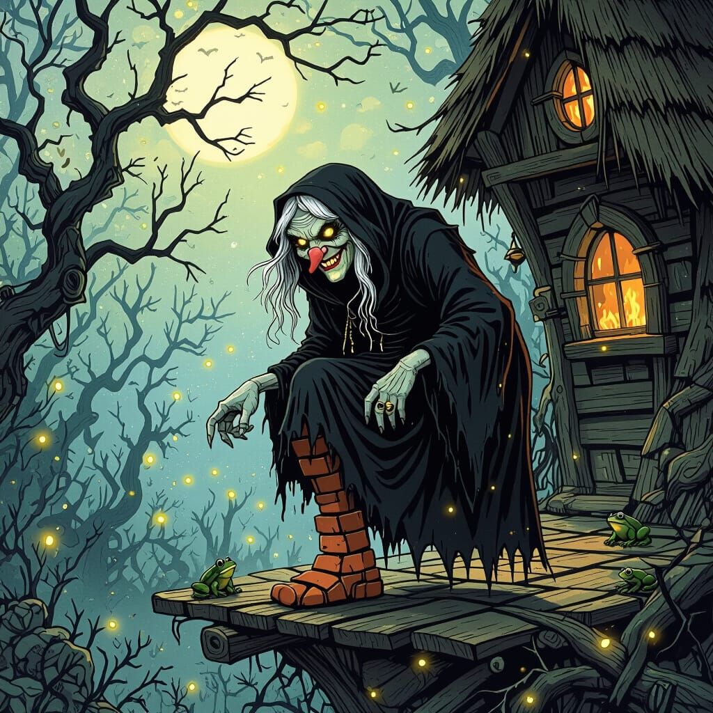 Baba Yaga in Dark Fantasy Forest