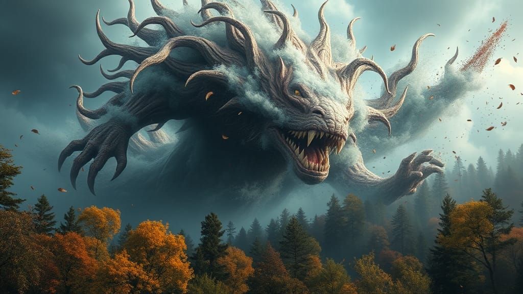 Autumn Wind Monster Rages Through Forest