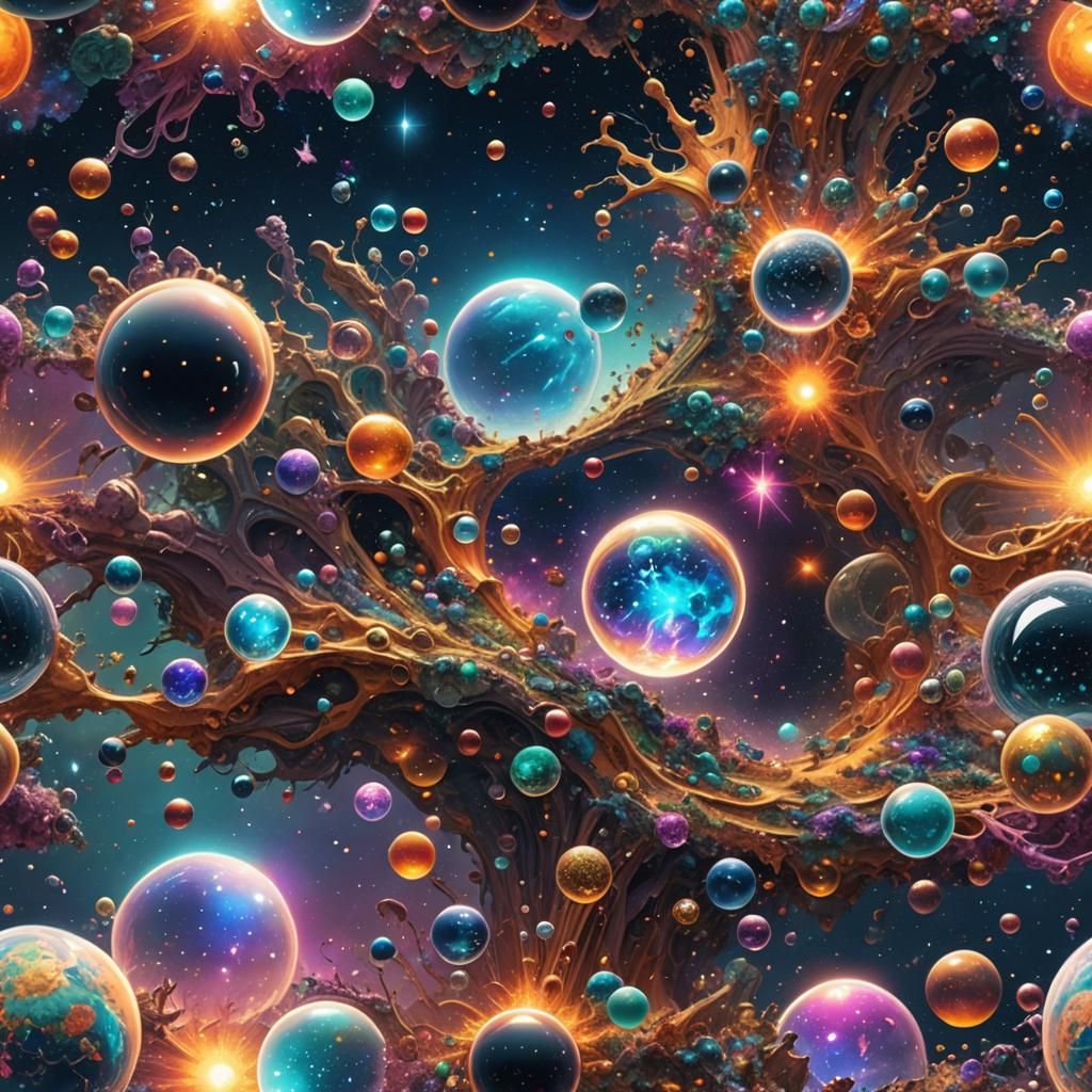 Galactic Bubble: Epic Holographic Cosmic Illustration