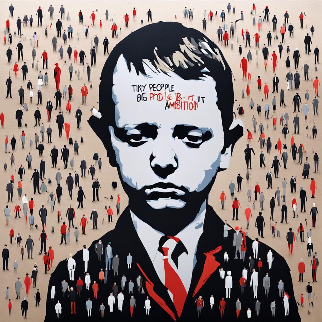 Ambitious Tiny People in Abstract Expressionism Style