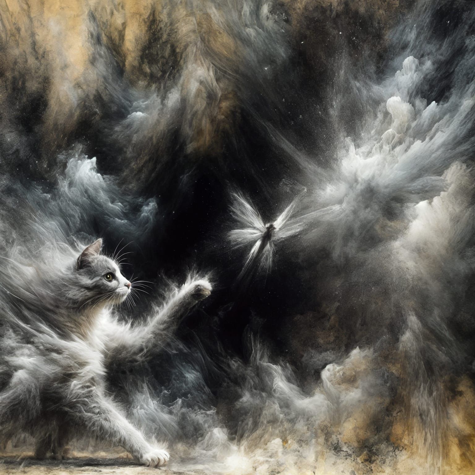 Cat Manifesting from Dust and Mist: Conceptual Art