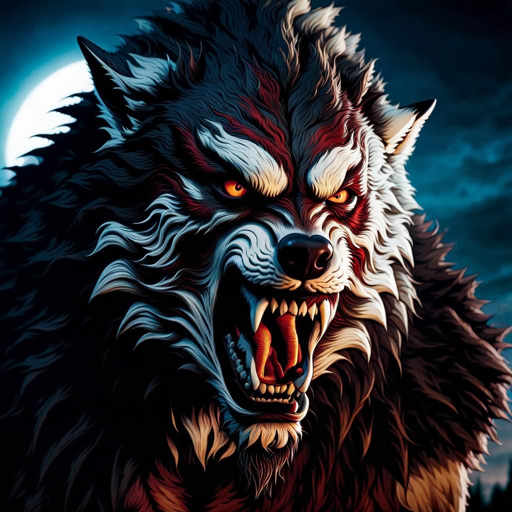 Realistic Werewolf Transformation in 8K Photography