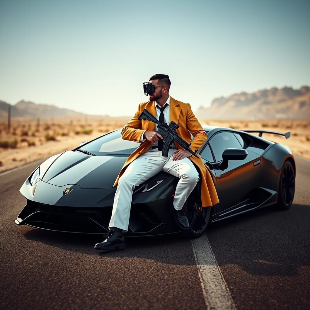 Carlo Posing on Lamborghini in PUBG Map