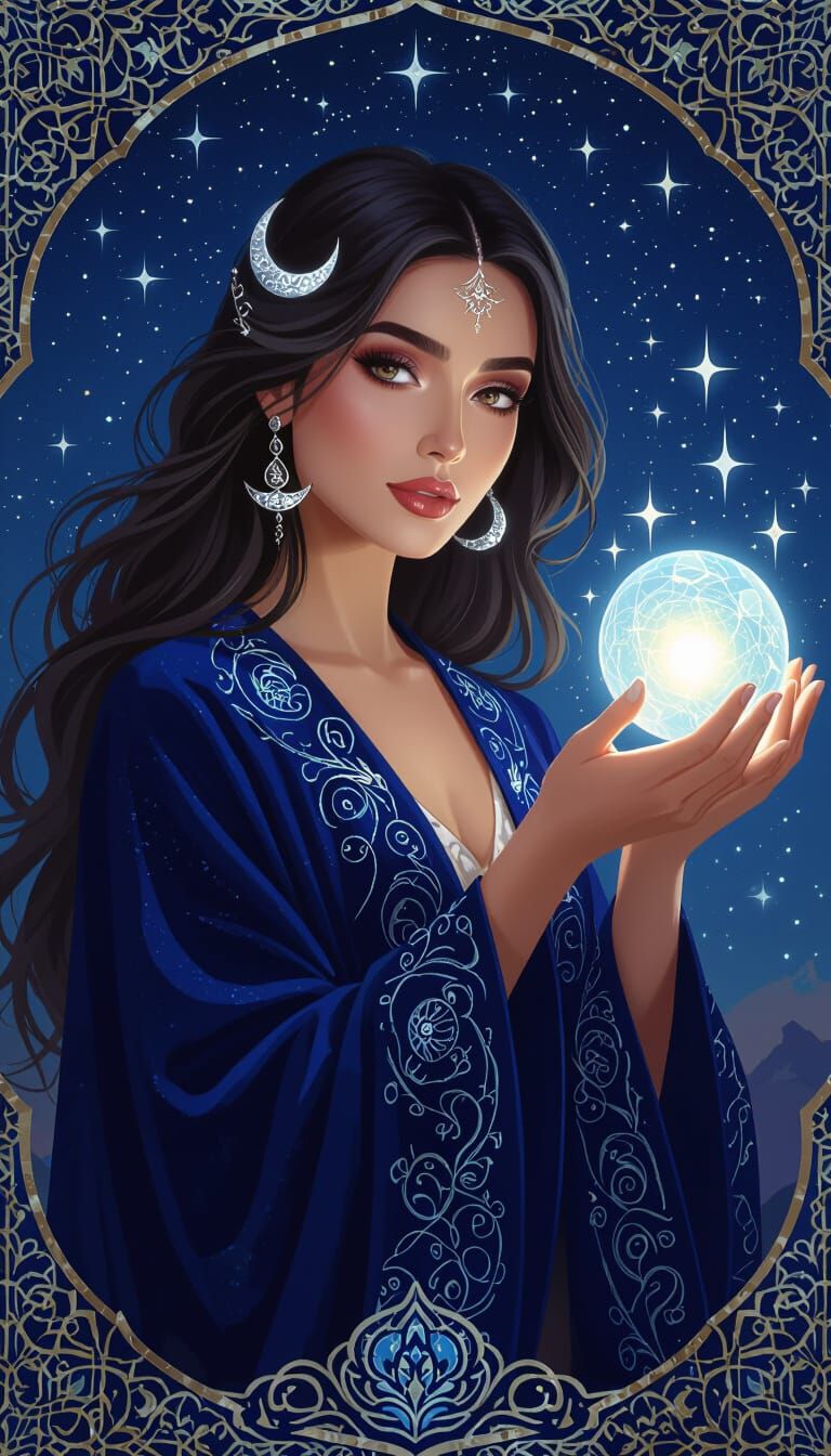 Persian Sorceress Portrait in Digital Art Style