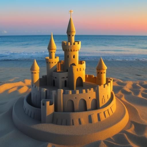 Sunrise Sandcastle on a Tranquil Beach