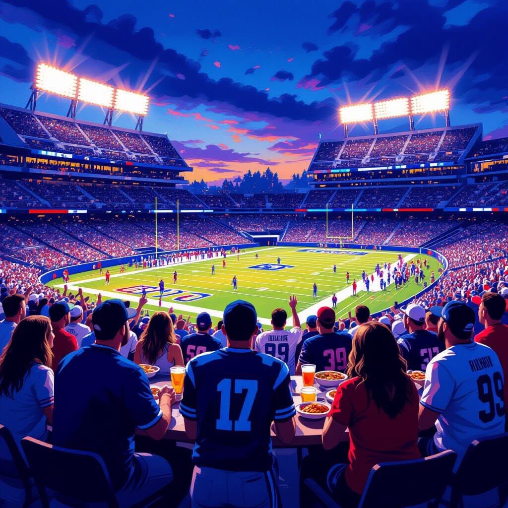 Football Stadium Excitement Twilight Digital Painting
