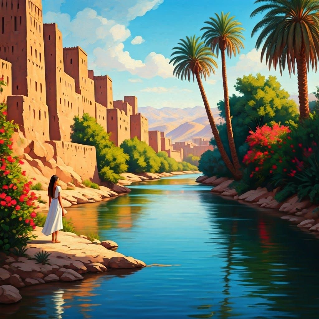 River Oasis in a Desert Landscape
