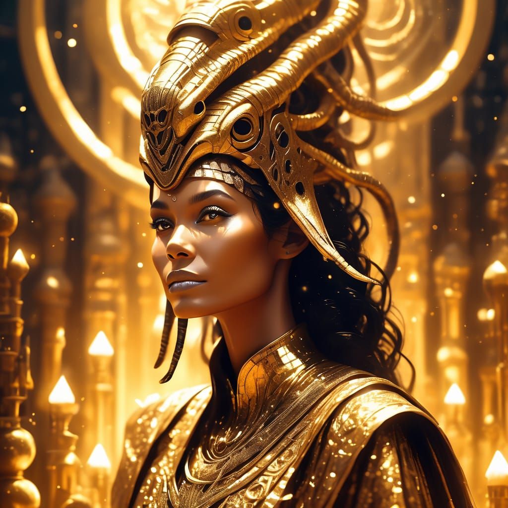 Elegant Goddess Nyarlathotep Portrait in Oil Painting Style