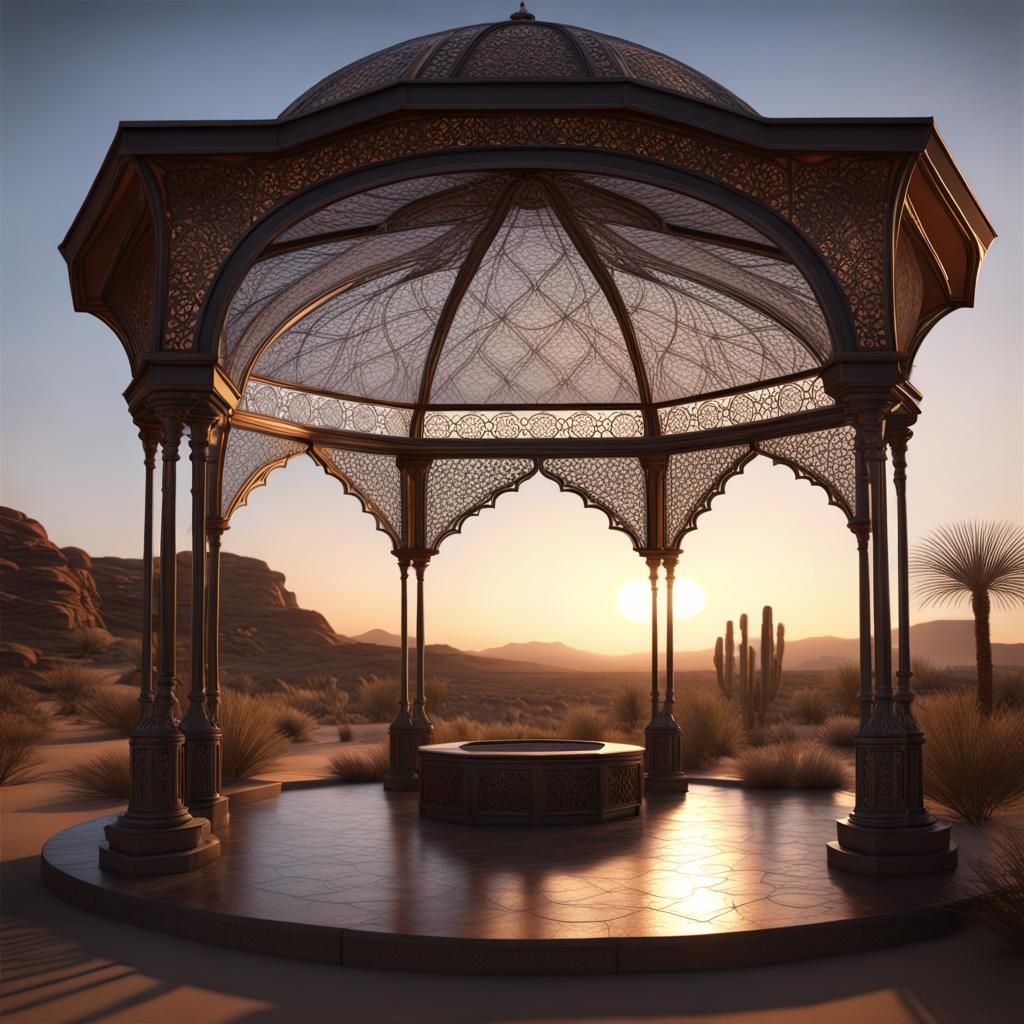 Desert Gazebo at Sunrise: Matte Painting