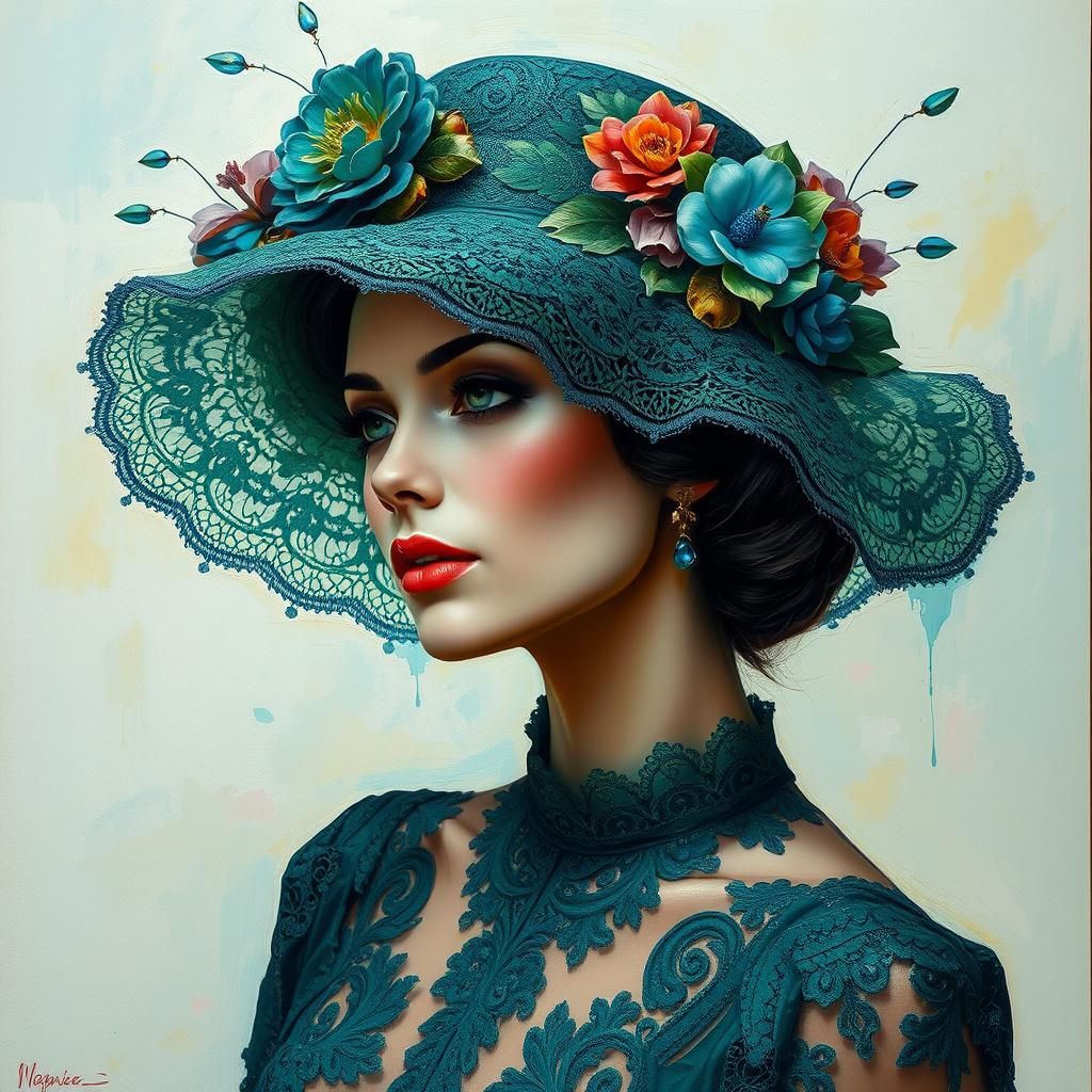 High Fashion Hat in Surreal Impressionist Style