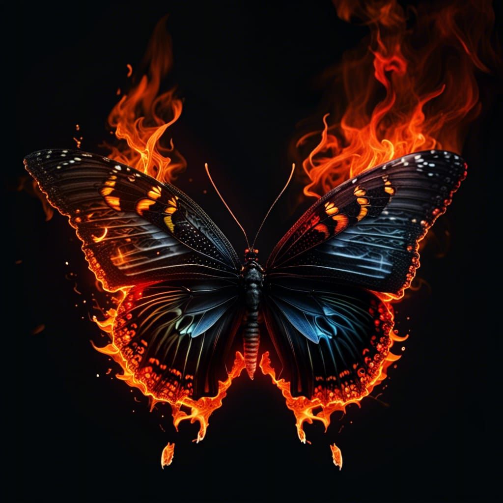 Fiery Butterfly: Contrasting Colors in 8K Resolution