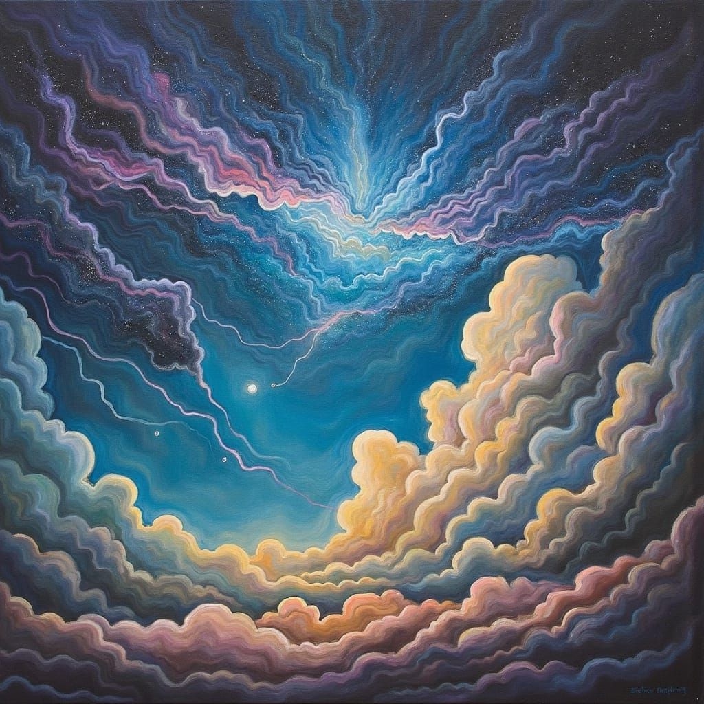 Ethereal Cosmic Clouds and Nebulae in Digital Art Style