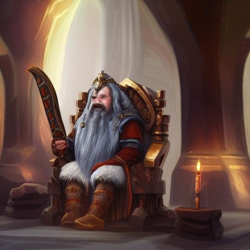 Dwarven King with Crystal Crown in Lava Throne Room