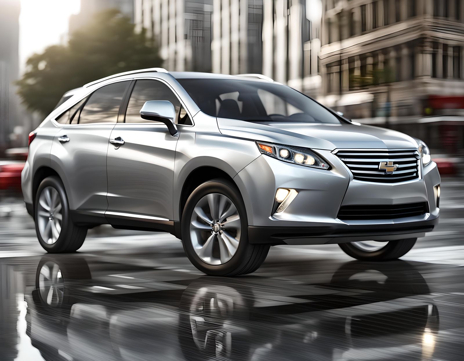 Silver 2013 Chevrolet Lexus RX350 SUV Render