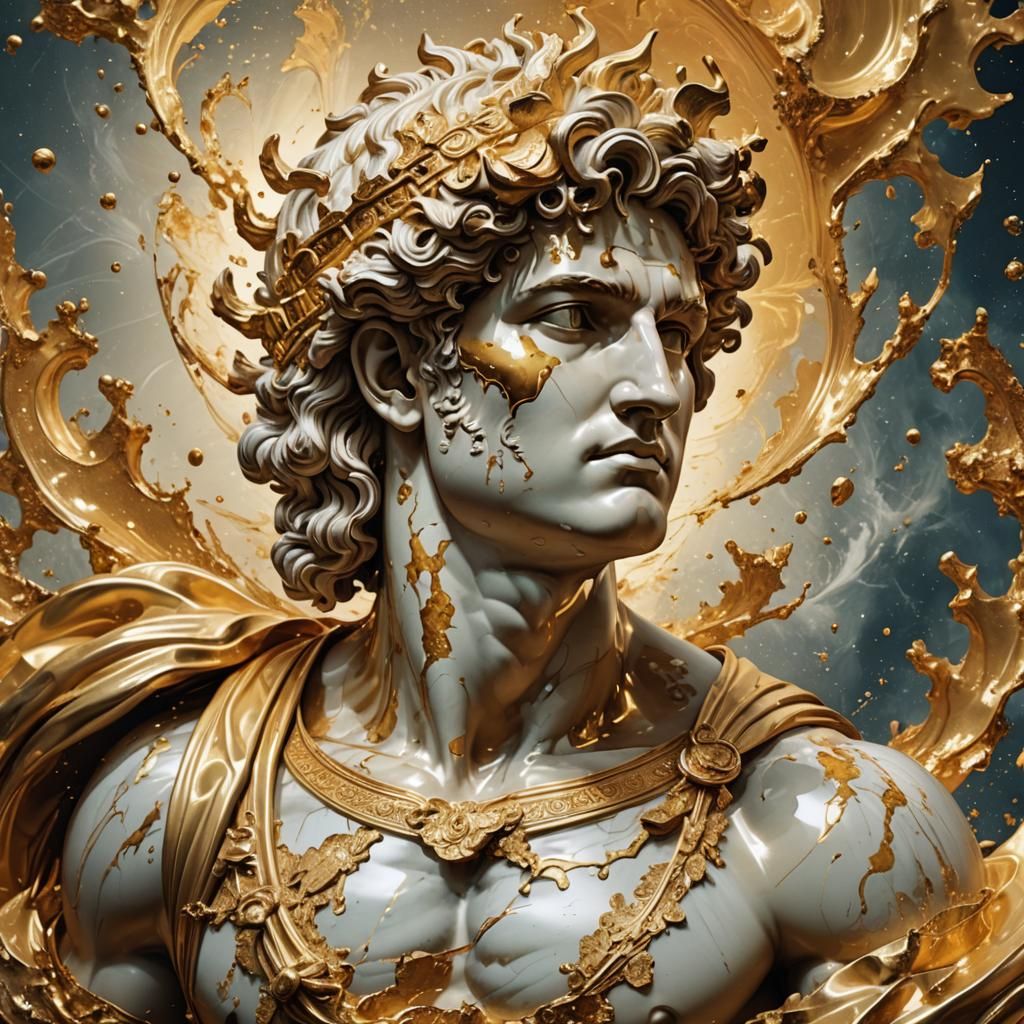 Greek God Apollo in Fractal Marble