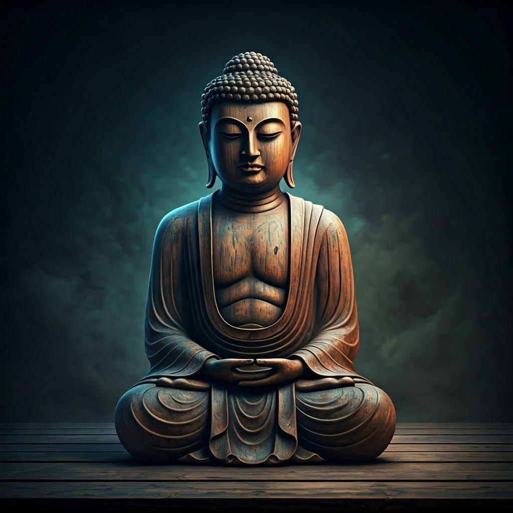 Ethereal Zen Buddha in Triadic Hues