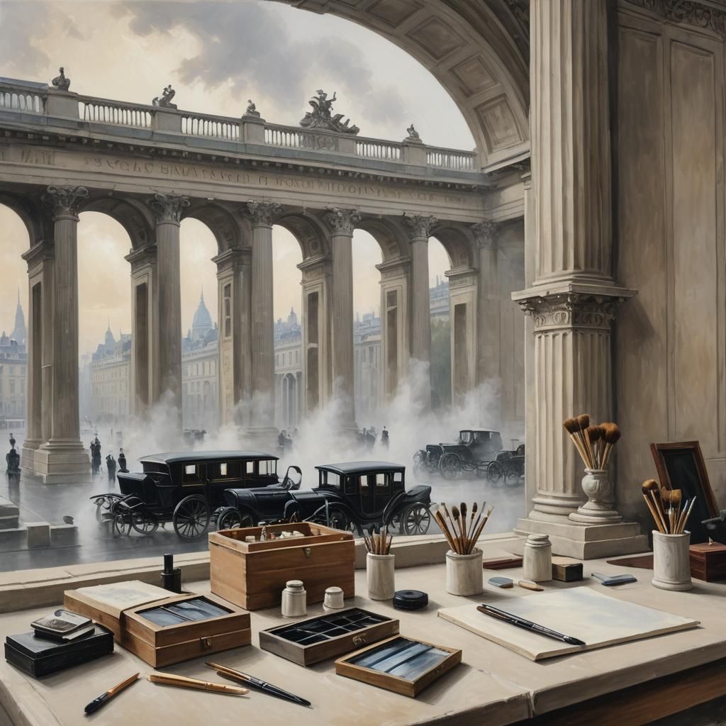 Canvas and Brushes in Bleak Paris Library