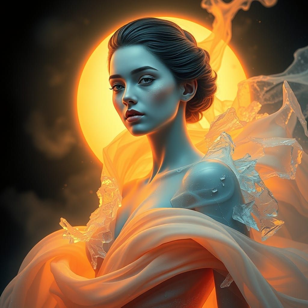 Androgynous Figure in Harmony of Day and Night