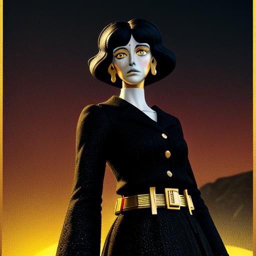 Elven Woman on Rocky Shore in Klimt Style