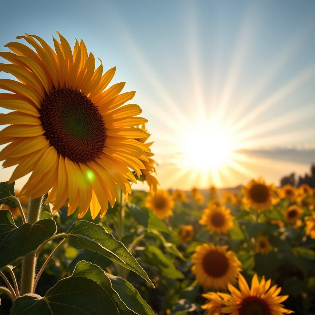 crepuscular rays oversized sunflower peace