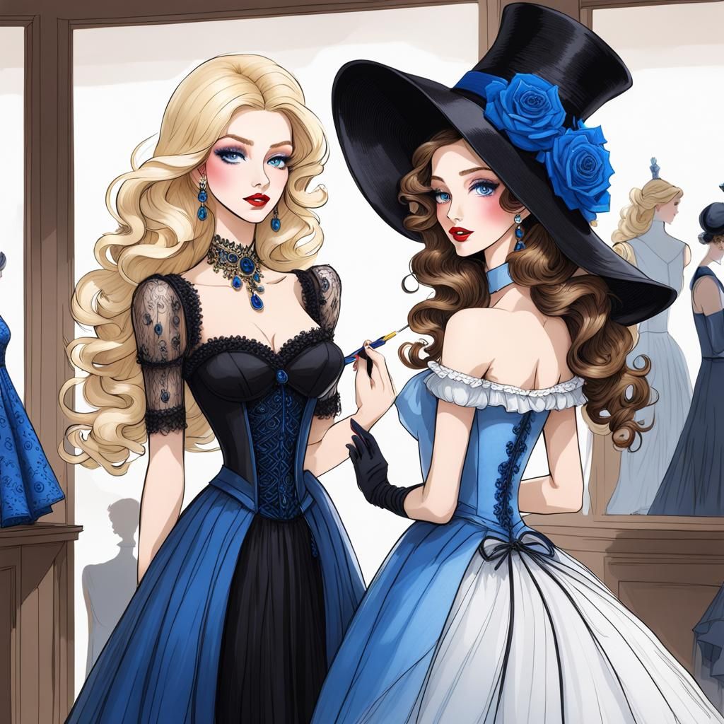 Evil Princess Shopping with Servant in Steampunk Geisha Styl...
