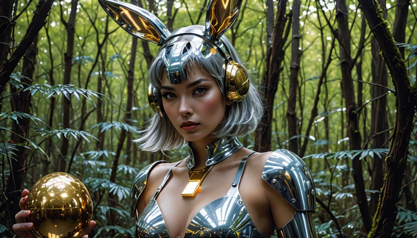 Cyberpunk Robotic Woman with Easter Egg