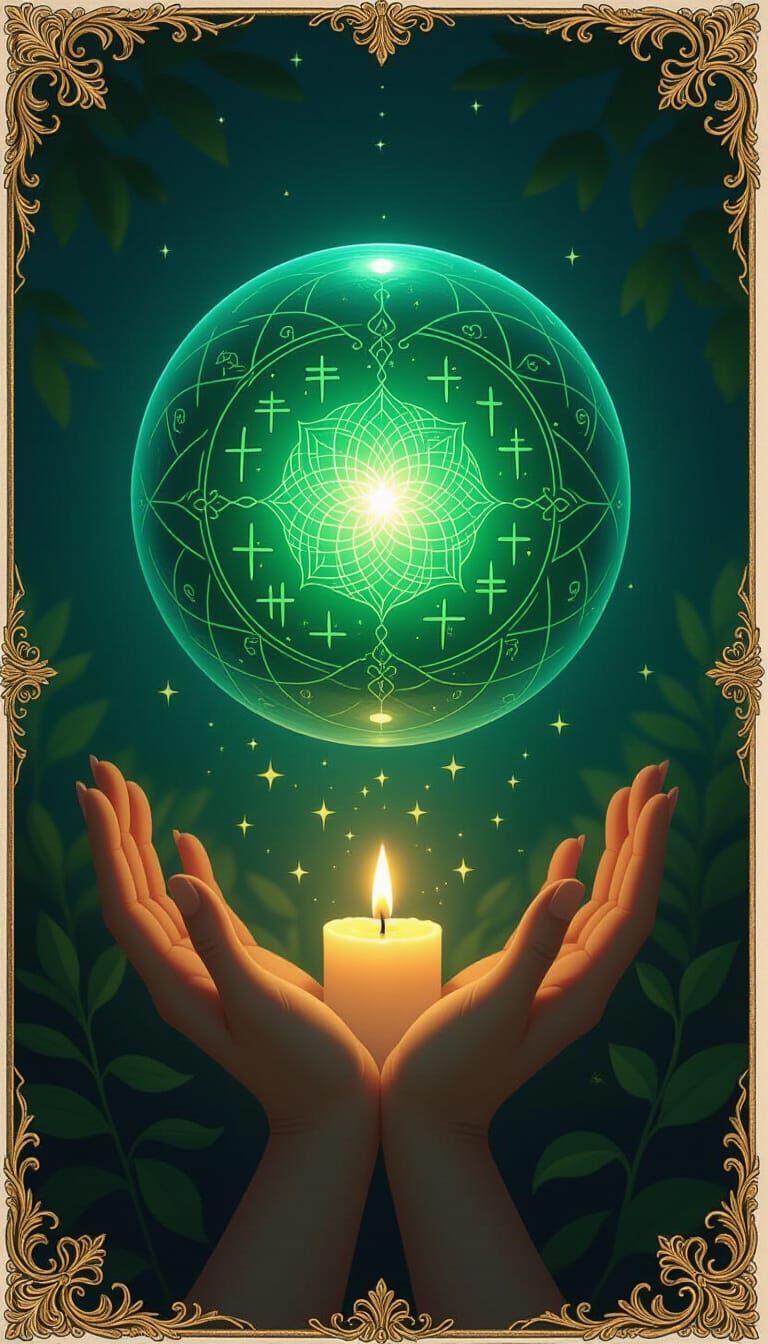 Enchanted Emerald Sphere Illuminates Inner Self