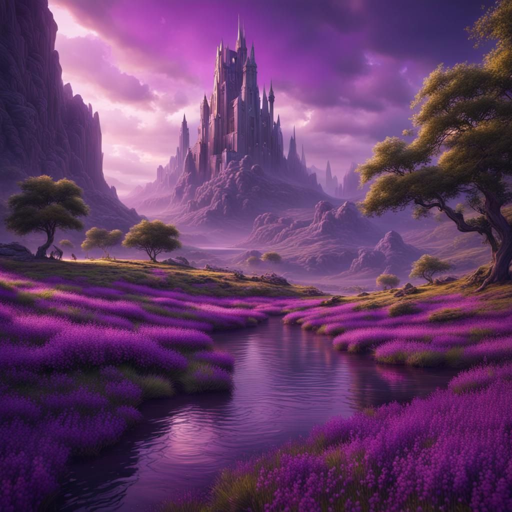 Purple Celtic Landscape in Detailed Matte Painting