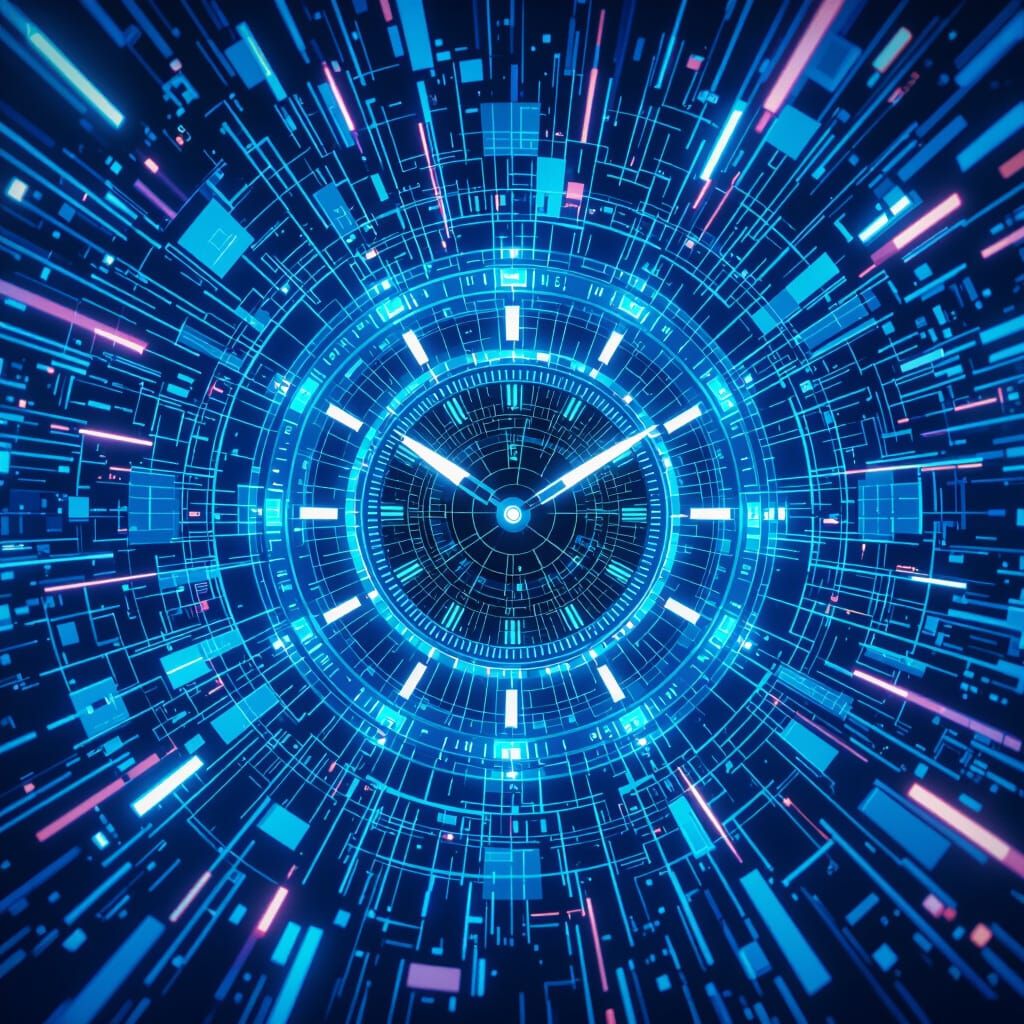 Futuristic Time Travel in Blue Tones