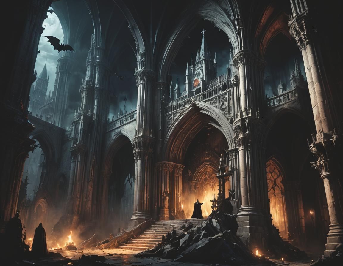 Gothic Castle Concept Art: Dracula's Night Ascent