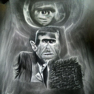 Rod Serling Likeness in Charcoal Drawing