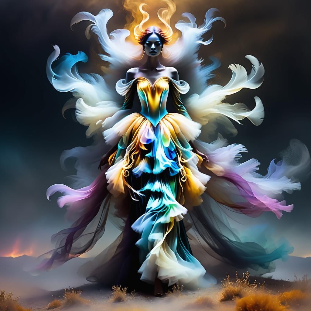 Mysterious Figure in Dreamlike Surrealist Landscape